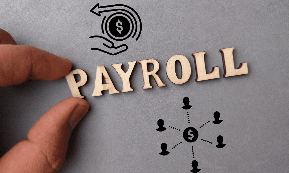 Payroll word with financial icons