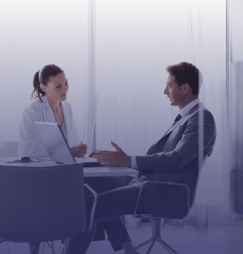 Doctor consulting with a business professional