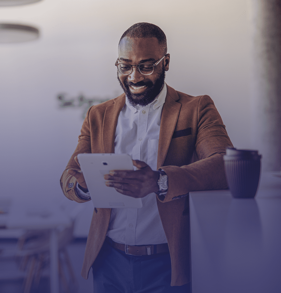 Professional man reading on a device